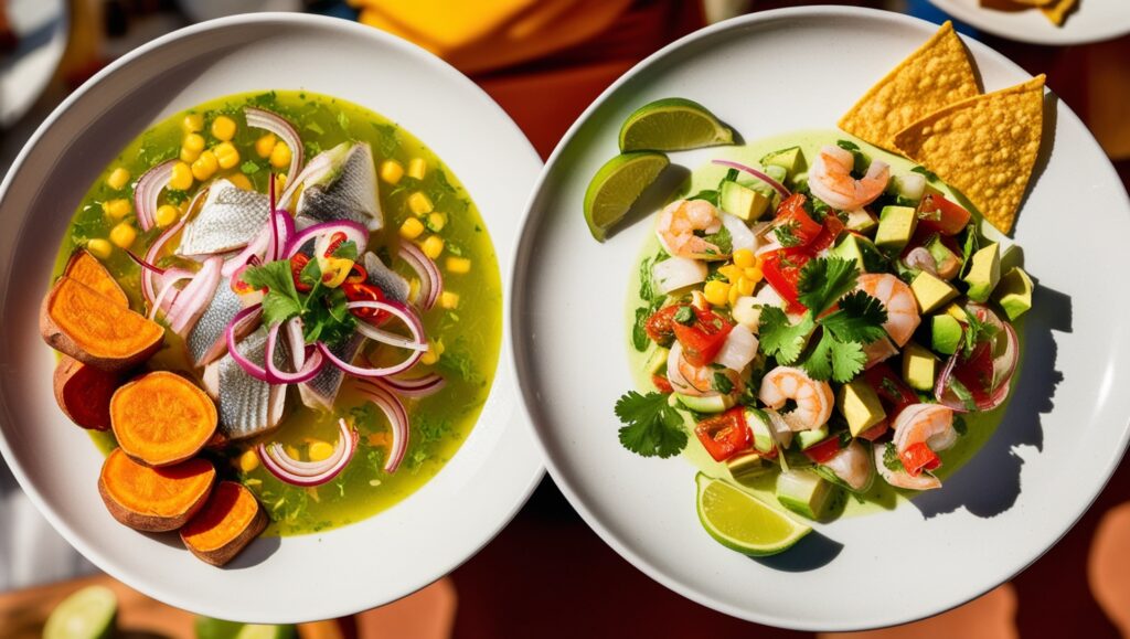 Mexican ceviche and Peruvian ceviche