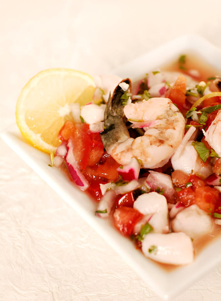 Simple Mexican shrimp ceviche recipe with Clamato